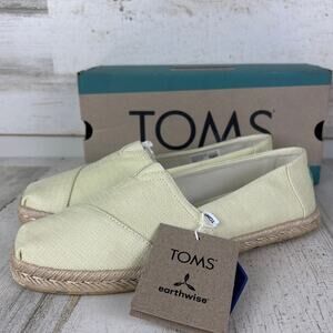 Toms womens 8.5 Alpargata rope woven pale yellow slip on casual shoes platform